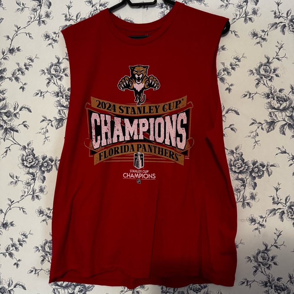 Red Florida Panthers 2024 Stanley Cup Champions Sleeveless Shirt